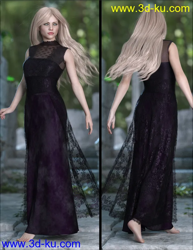 VYK dForce Gothic Fantasy Dress for Genesis 8 Females模型的图片6