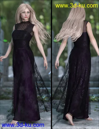 3D打印模型VYK dForce Gothic Fantasy Dress for Genesis 8 Females的图片