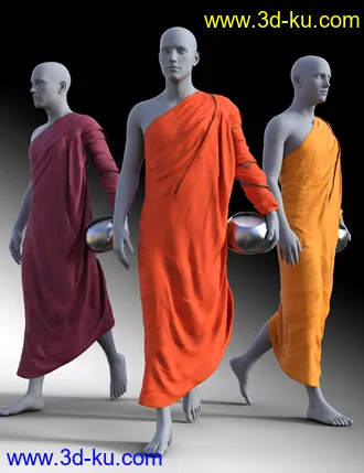 3D打印模型dForce Buddhist Monk Robes for Genesis 8 Males的图片