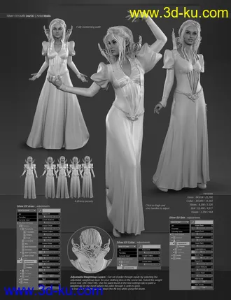 3D打印模型dForce Silver Elf Outfit for Genesis 8 and 8.1 Females的图片