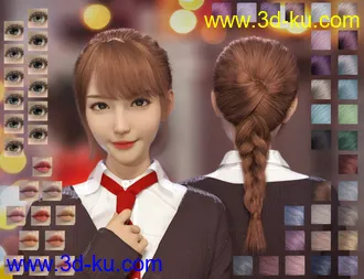 3D打印模型Gu Yu and Gu Yu Hair for Genesis 8.1 Female的图片