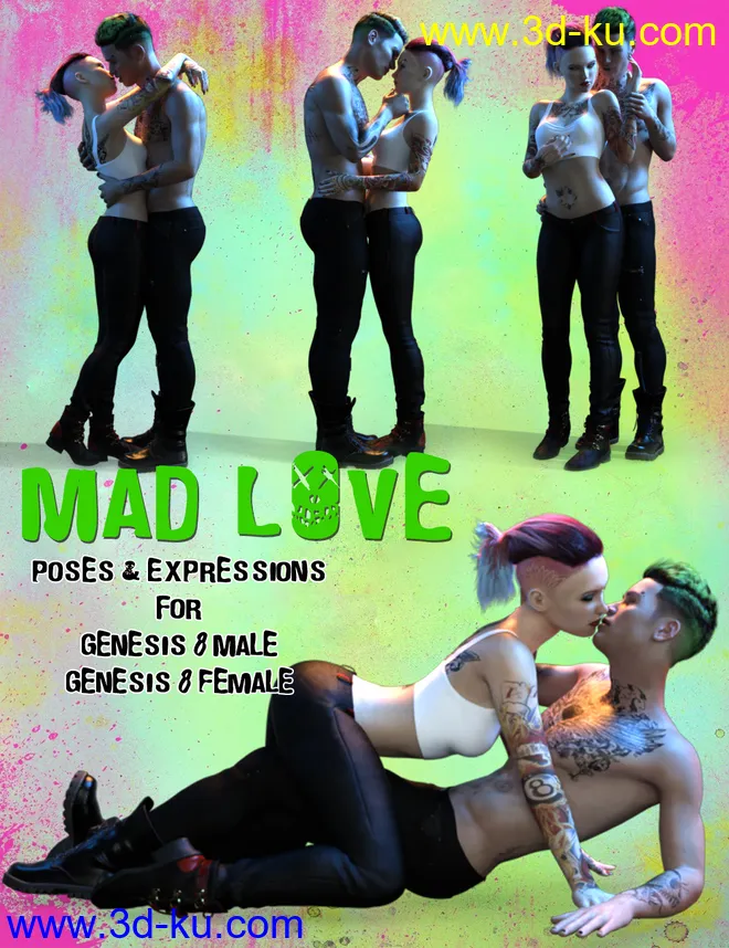 Mad Love - Couple Poses for Genesis 8 Male & Genesis 8 Female模型的图片1