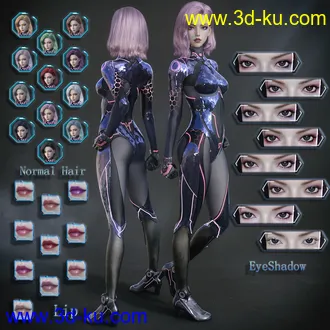 3D打印模型Rera and Rera Hair for Genesis 8 Females的图片