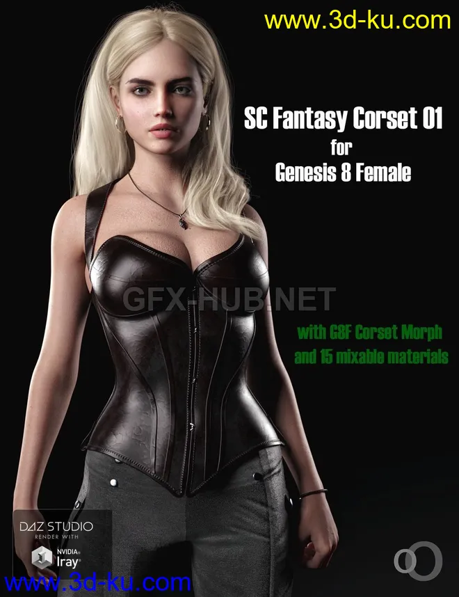 SC Solo Fantasy Corset 01 for Genesis 8 Female模型的图片1