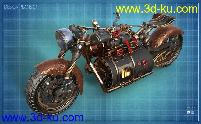 Steampunk Motorbike模型的图片5