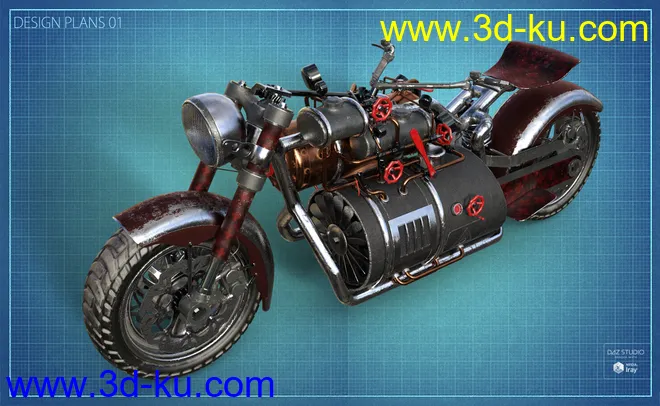 Steampunk Motorbike模型的图片7