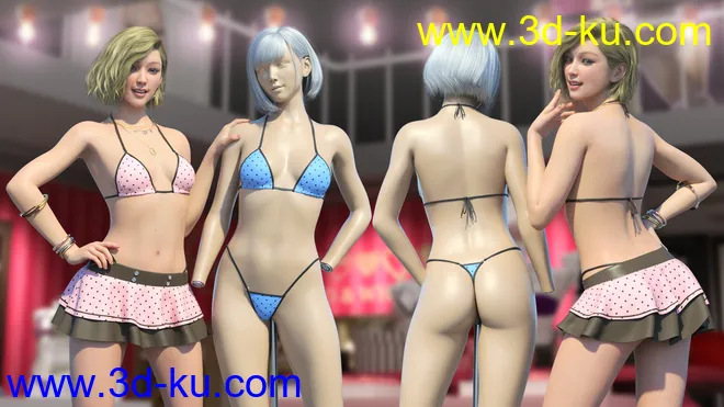 SVM's Triangle Bikini and dForce Swim Skirt for Genesis 8 and 8.1 Females模型的图片3