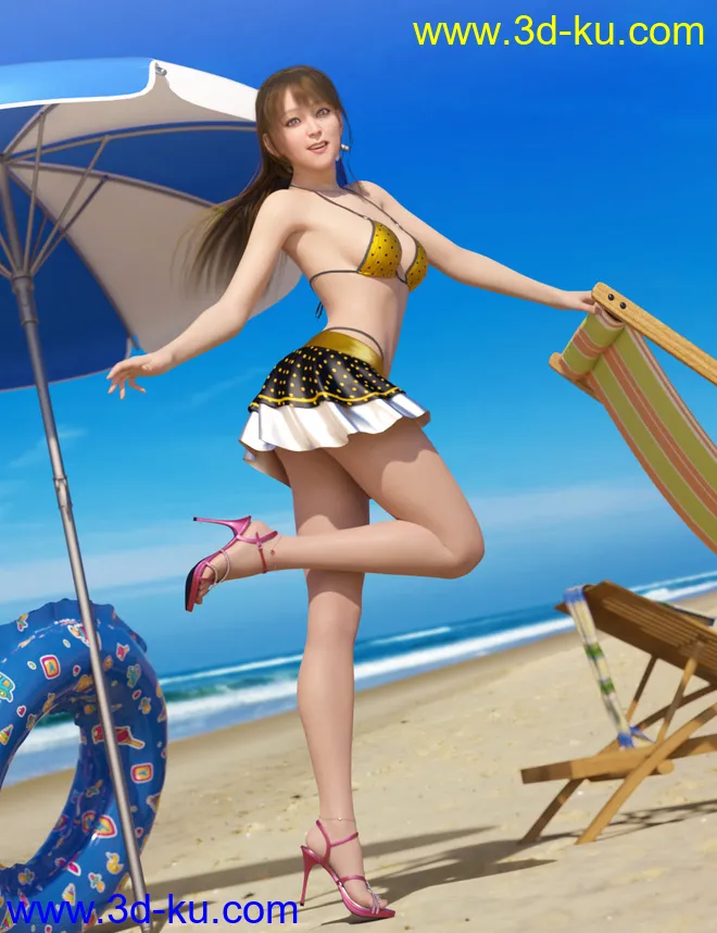 SVM's Triangle Bikini and dForce Swim Skirt for Genesis 8 and 8.1 Females模型的图片6