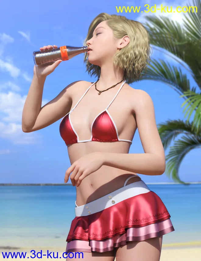 SVM's Triangle Bikini and dForce Swim Skirt for Genesis 8 and 8.1 Females模型的图片7