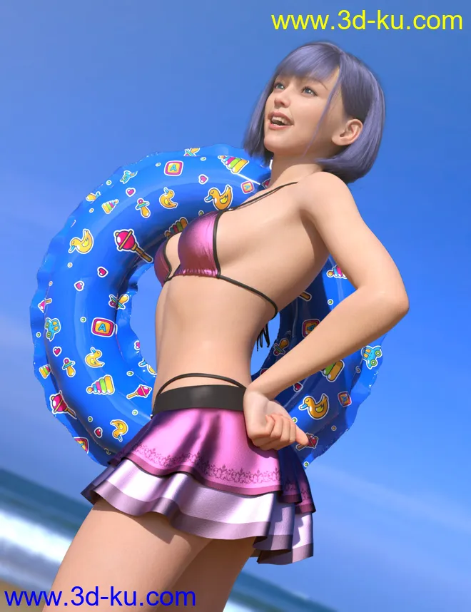 SVM's Triangle Bikini and dForce Swim Skirt for Genesis 8 and 8.1 Females模型的图片9