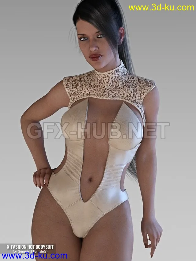 X-Fashion Hot Bodysuit for Genesis 3 Females模型的图片1