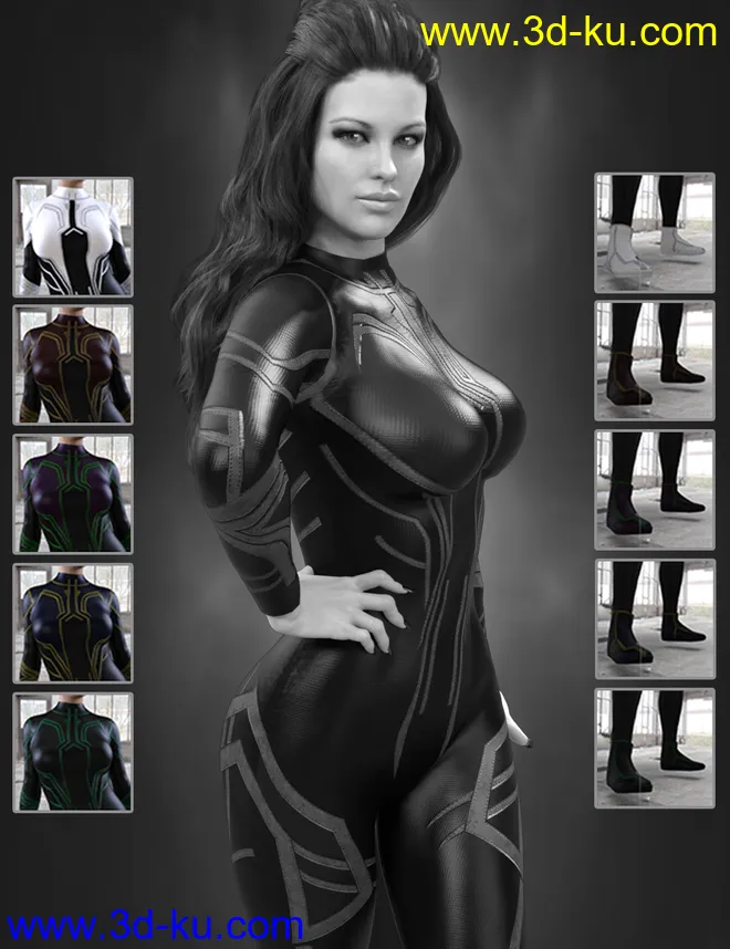 X-Fashion Sci Bodysuit for Genesis 8 Female(s)模型的图片6