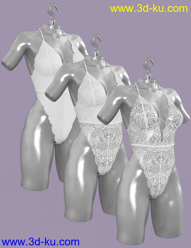 X-Fashion Sexy Deep V Bodysuit for Genesis 8.1 Females模型的图片5