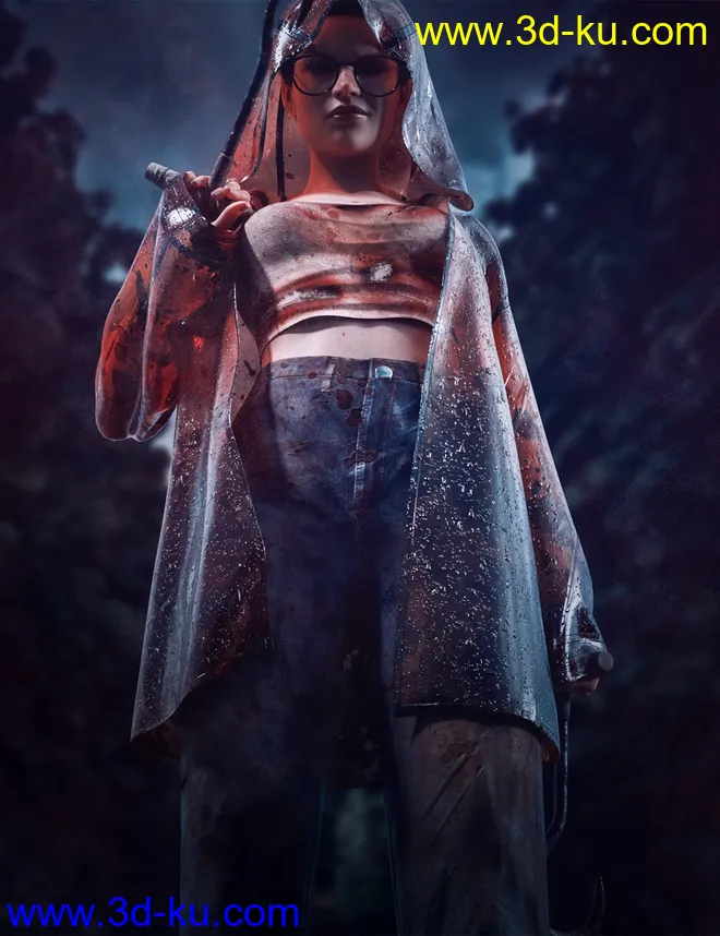 dForce Bloody Rain Outfit For Genesis 8 and 8.1 Females模型的图片1