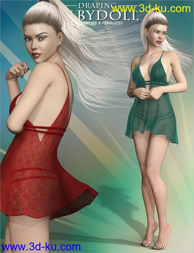 Draping Baby Doll Lingerie for Genesis 8 Female(s)模型的图片3