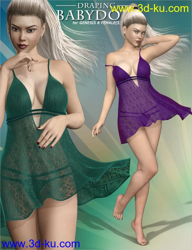 Draping Baby Doll Lingerie for Genesis 8 Female(s)模型的图片4