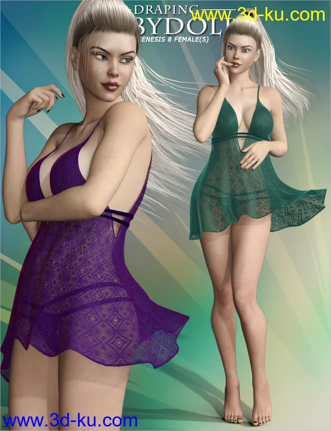 Draping Baby Doll Lingerie for Genesis 8 Female(s)模型的图片5