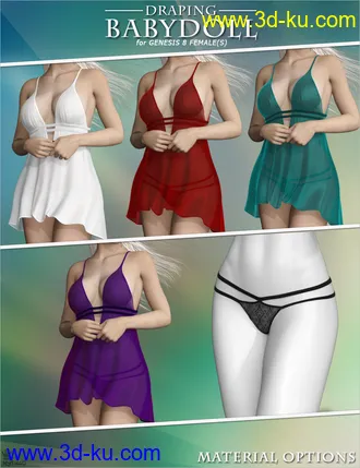 3D打印模型Draping Baby Doll Lingerie for Genesis 8 Female(s)的图片