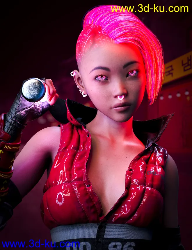 M3D CyberPunk Hair, Eye and Earrings for Genesis 8 and 8.1 Females模型的图片6