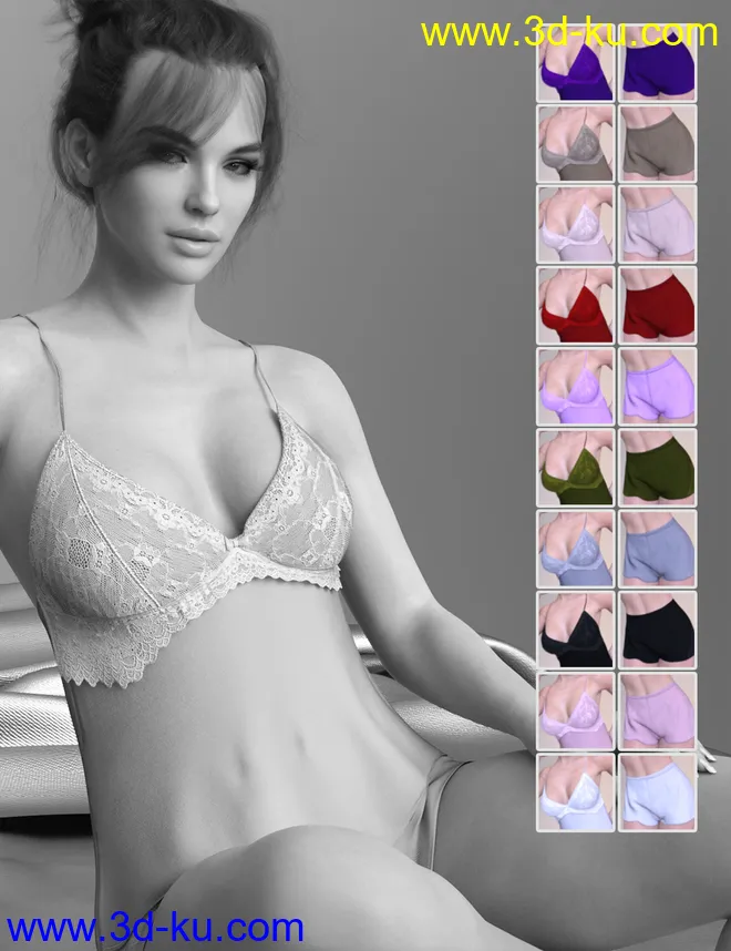 X-Fashion Intimo Babydoll Set for Genesis 8.1 Females模型的图片5