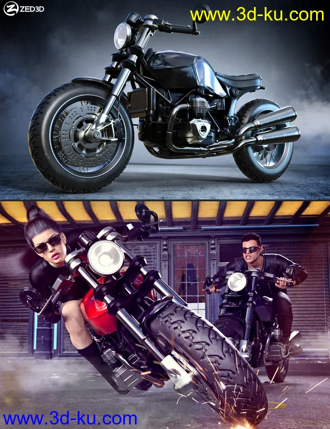 Z Modern Roadster Motorbike and Poses模型的图片1