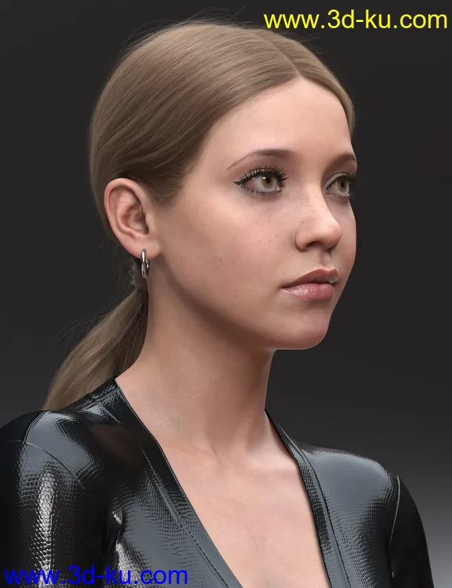 3-in-1 Low Ponytails Hair for Genesis 8 and 8.1 Females模型的图片4