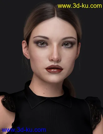 3D打印模型3-in-1 Low Ponytails Hair for Genesis 8 and 8.1 Females的图片