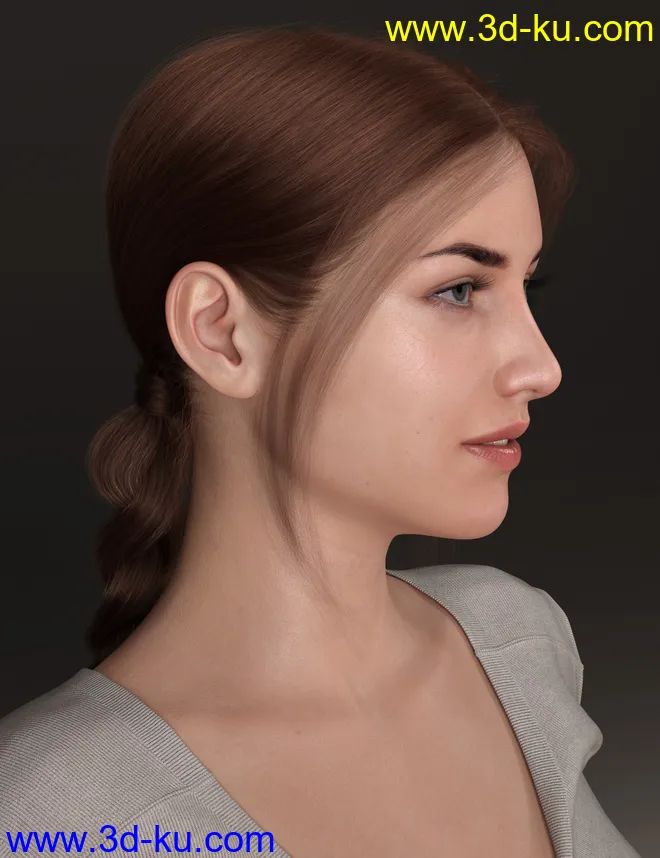 3-in-1 Low Ponytails Hair for Genesis 8 and 8.1 Females模型的图片16