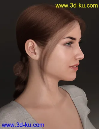 3D打印模型3-in-1 Low Ponytails Hair for Genesis 8 and 8.1 Females的图片