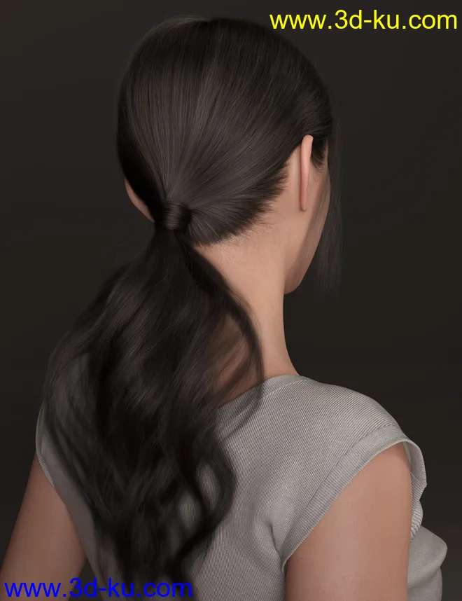 3-in-1 Low Ponytails Hair for Genesis 8 and 8.1 Females模型的图片18