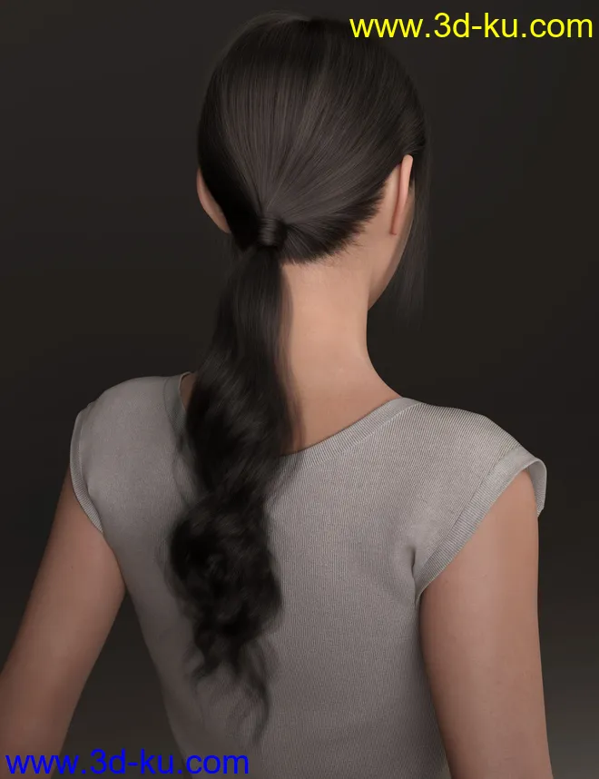 3-in-1 Low Ponytails Hair for Genesis 8 and 8.1 Females模型的图片19