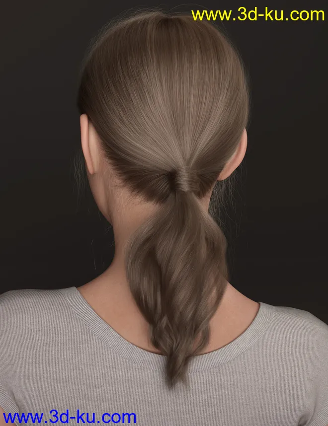 3-in-1 Low Ponytails Hair for Genesis 8 and 8.1 Females模型的图片20