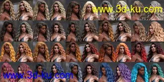 3D打印模型dForce Romantic Curly Hair for Genesis 8 and 8.1 Females的图片