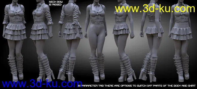 dForce Sweet Chaoz Outfit for Genesis 8 and 8.1 Females模型的图片7