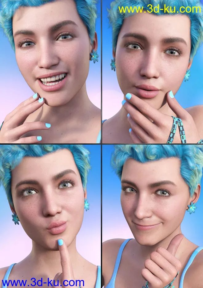 Good Vibes Expressions for Genesis 8.1 Female模型的图片2