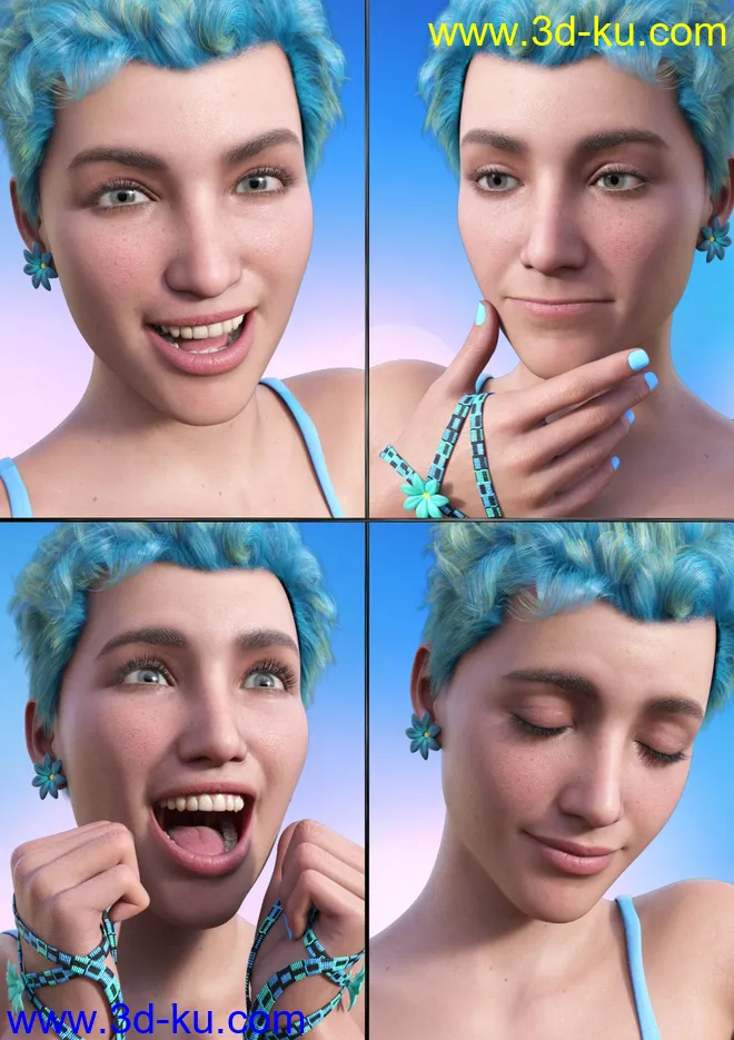 Good Vibes Expressions for Genesis 8.1 Female模型的图片3