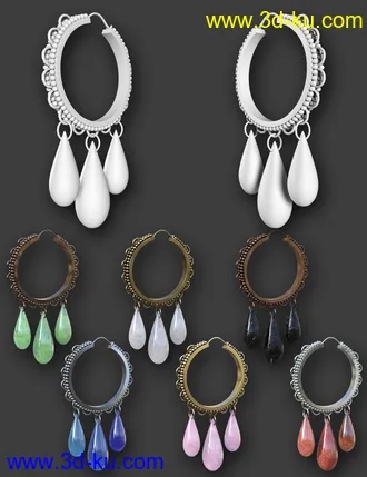 3D打印模型Hoop Earrings Collection for Genesis 8 and 8.1 Females的图片