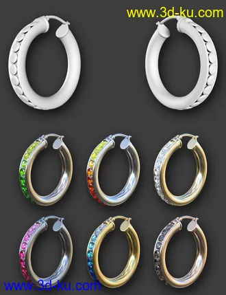 3D打印模型Hoop Earrings Collection for Genesis 8 and 8.1 Females的图片