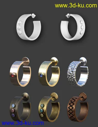 3D打印模型Hoop Earrings Collection for Genesis 8 and 8.1 Females的图片