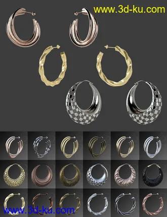 3D打印模型Hoop Earrings Collection for Genesis 8 and 8.1 Females的图片