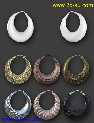 3D打印模型Hoop Earrings Collection for Genesis 8 and 8.1 Females的图片