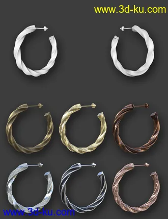 3D打印模型Hoop Earrings Collection for Genesis 8 and 8.1 Females的图片