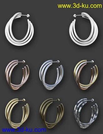 3D打印模型Hoop Earrings Collection for Genesis 8 and 8.1 Females的图片