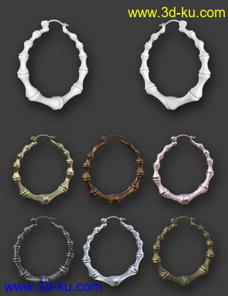 3D打印模型Hoop Earrings Collection for Genesis 8 and 8.1 Females的图片