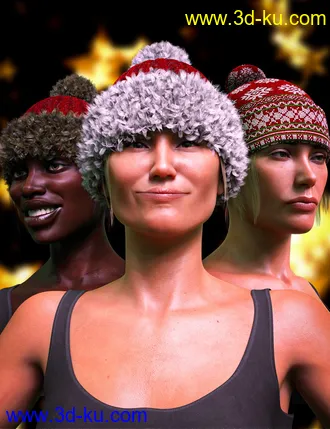 3D打印模型M3D Christmas Knitted Hat For Genesis 8 Females and Genesis 8.1 Females的图片