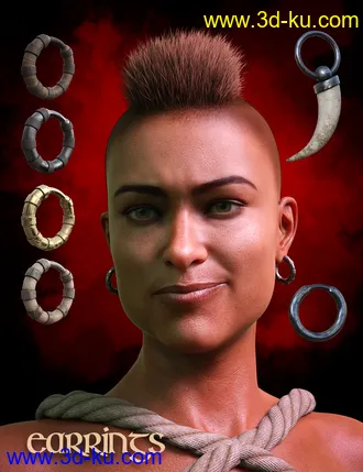 3D打印模型M3DVTO Crest Hair and Earrings for Genesis 8 and 8.1 Females的图片