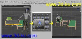 3D打印模型MD Luxury Chaise Lounge Props and Poses for Genesis 3 and 8的图片