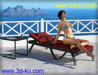 3D打印模型MD Luxury Chaise Lounge Props and Poses for Genesis 3 and 8的图片