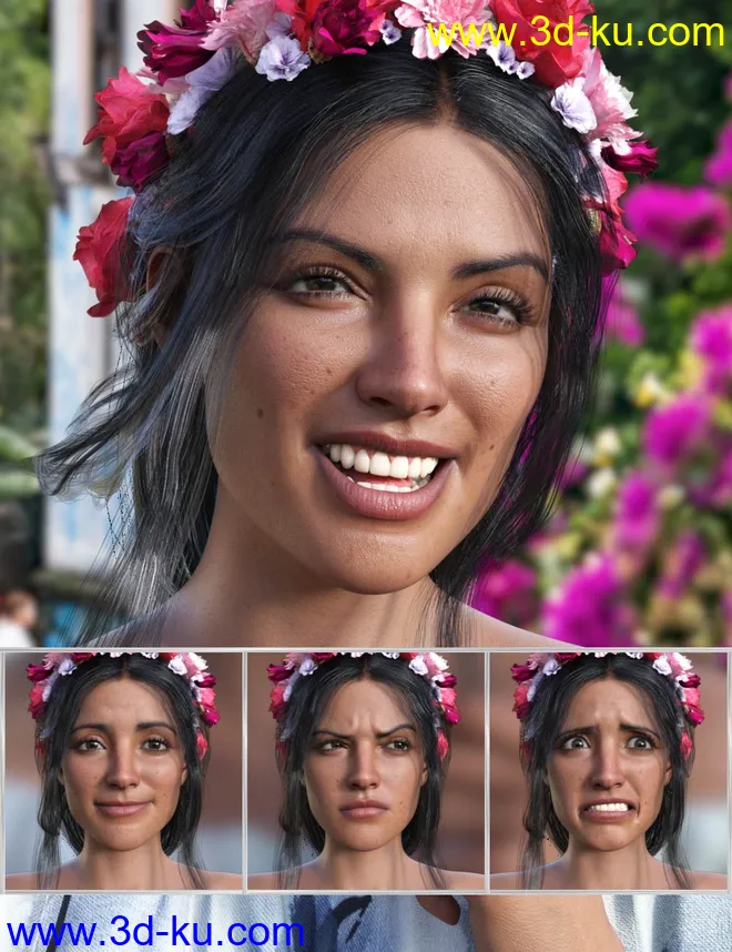 Mexican Girl Expressions for Genesis 8.1 Female and Rosa Maria 8.1模型的图片1