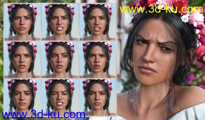 Mexican Girl Expressions for Genesis 8.1 Female and Rosa Maria 8.1模型的图片2